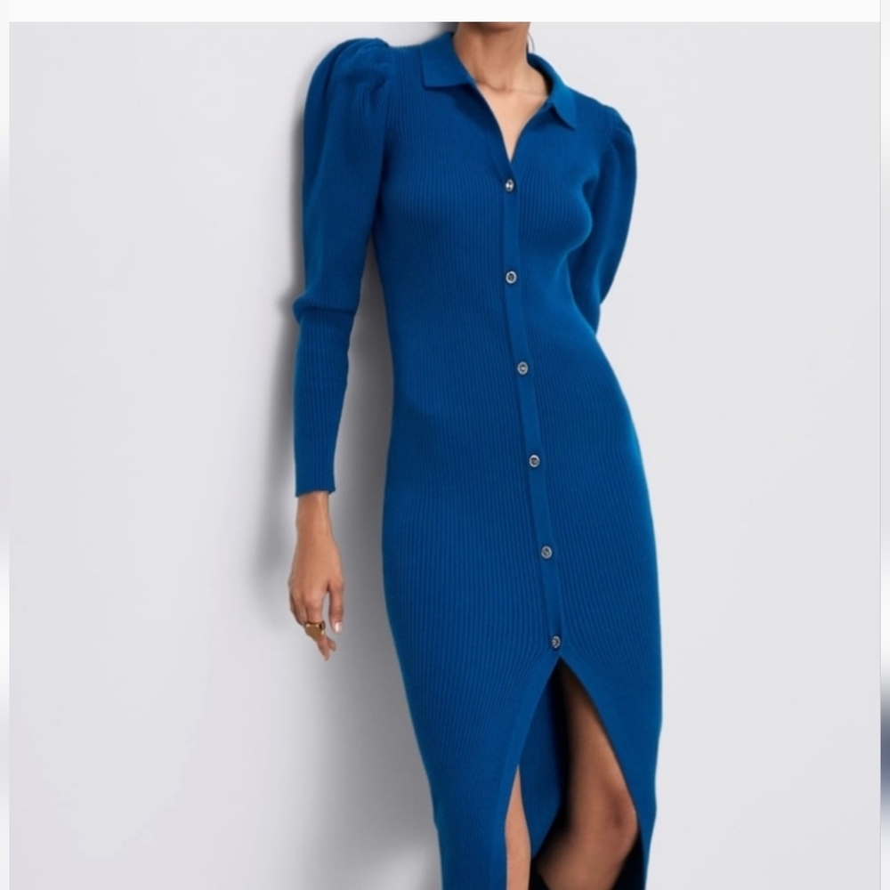 Zara Royal Blue Ribbed Cardigan